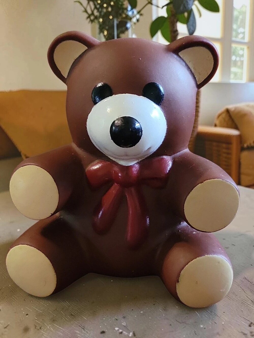Vintage 1985 Ross Laboratories Similac Squeaky Squeeze Teddy Bear Red Bow Toy.